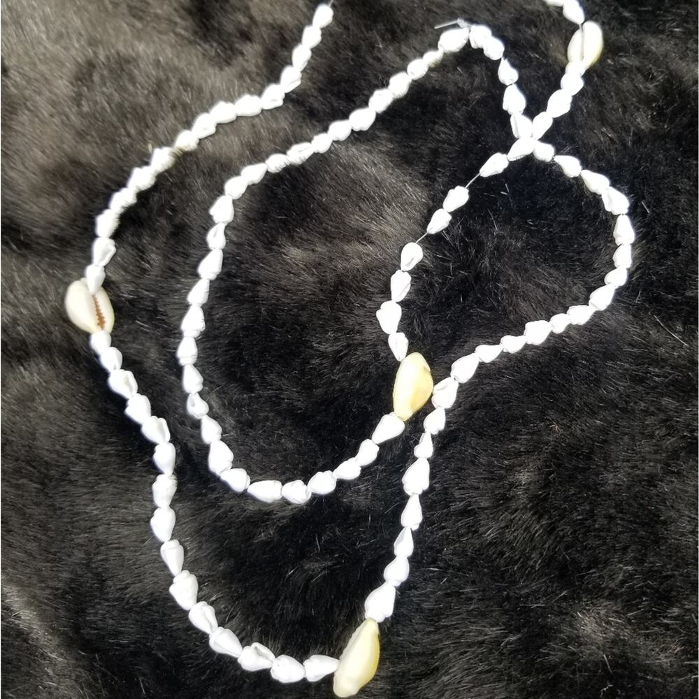 Vintage Cowrie Shell Necklace Lei Seashells Natural‎ Hawaiian Boho Hippie
